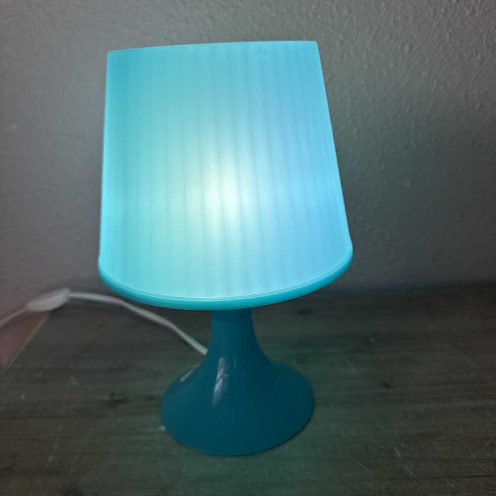 Vintage 1990s IKEA Lampan Turquoise Teal Blue Plastic Table Lamp ~Tested / Works